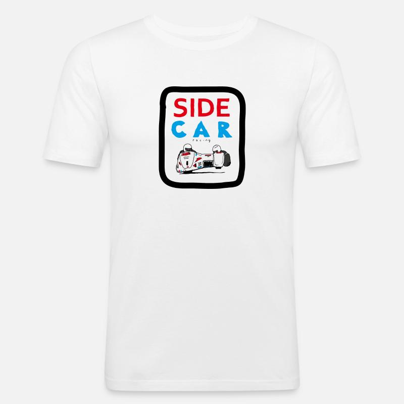 SIDE Autorennen - Männer Slim Fit T-Shirt - Weiß