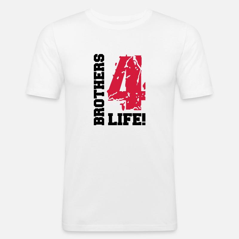 brothers_4_life_bv2 - Männer Slim Fit T-Shirt - Weiß