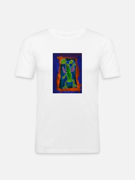 MONSTER 1 AUF LEINWAND - Männer Slim Fit T-Shirt - Weiß