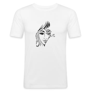 Blumige Stimmung - Männer Slim Fit T-Shirt - Weiß - Vorne - Nik (191cm)