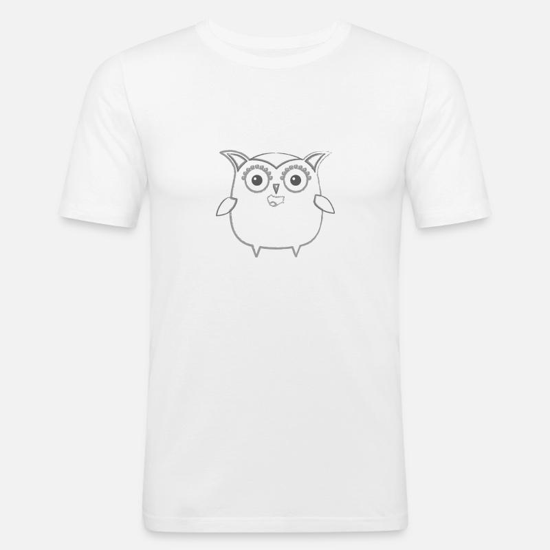 eule,zeichnung,bleistift,comic - Männer Slim Fit T-Shirt - Weiß