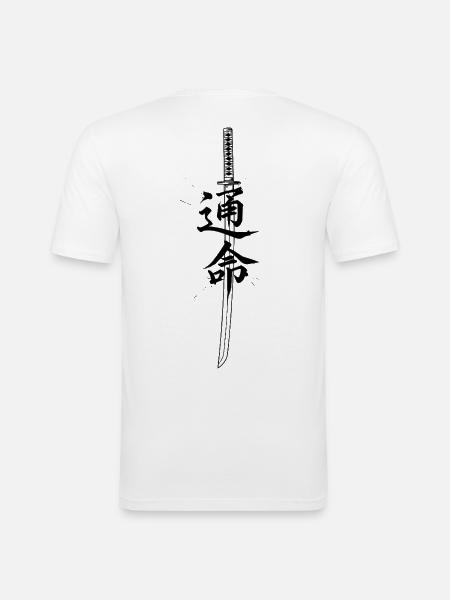 Samurai Katana Shirt, Japan  - Männer Slim Fit T-Shirt - Weiß
