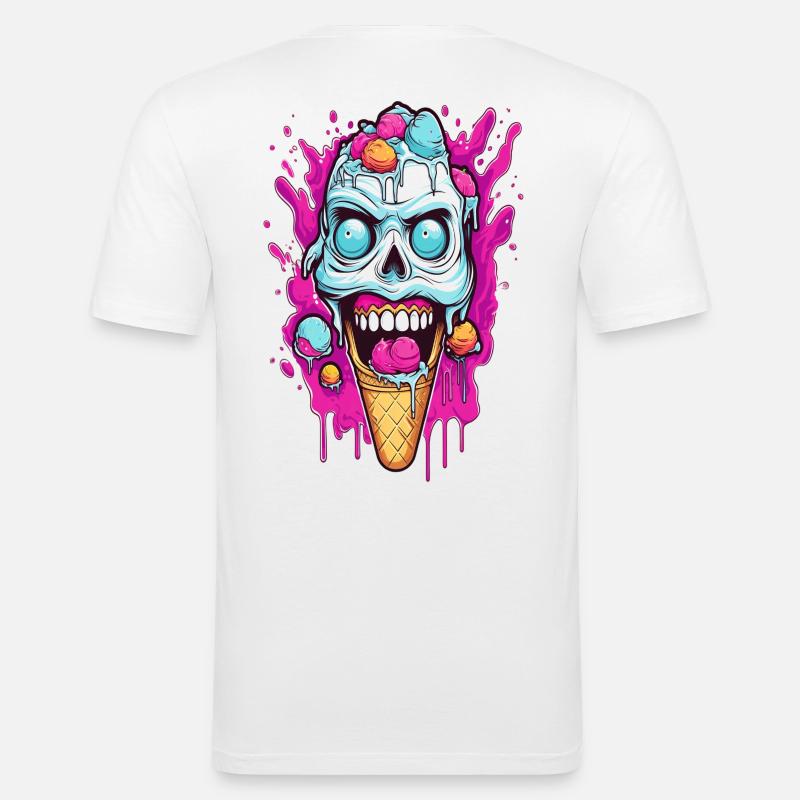 Skull Eiscreme Design - Männer Slim Fit T-Shirt - Weiß
