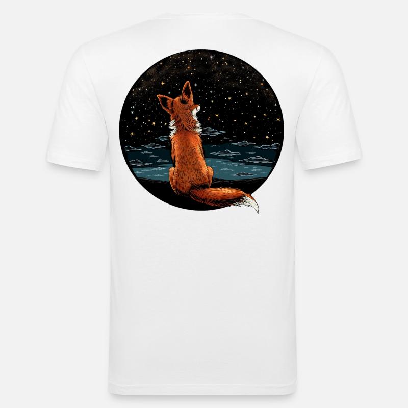 Fuchs mit Sternenhimmel - Männer Slim Fit T-Shirt - Weiß