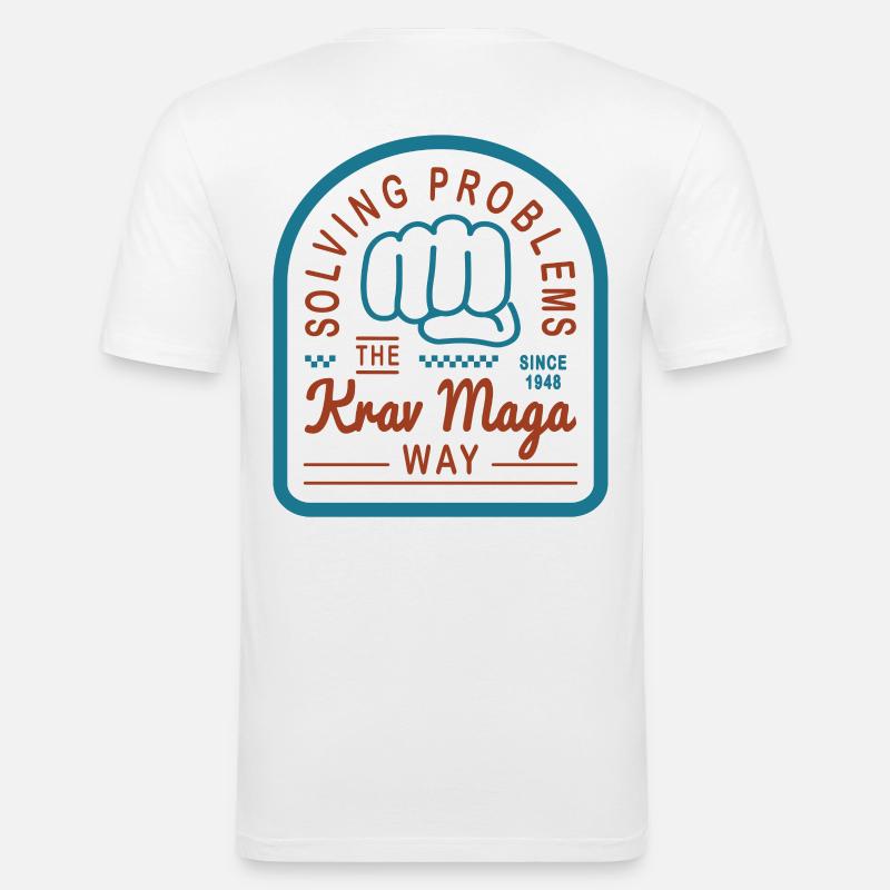 Solving problems the Krav Maga way - Männer Slim Fit T-Shirt - Weiß