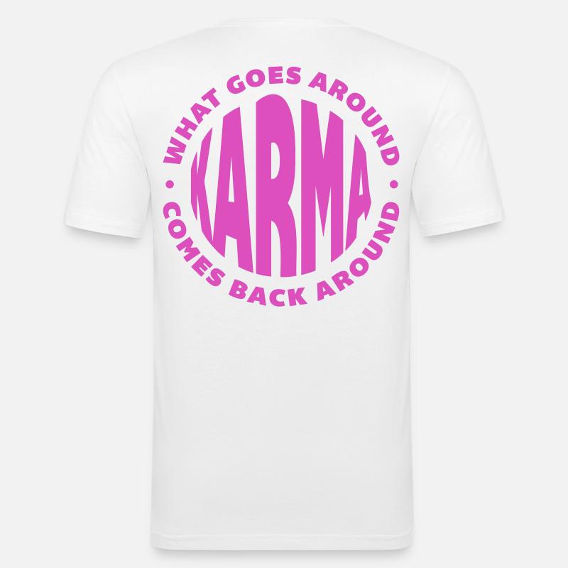 Karma - Männer Slim Fit T-Shirt - Weiß