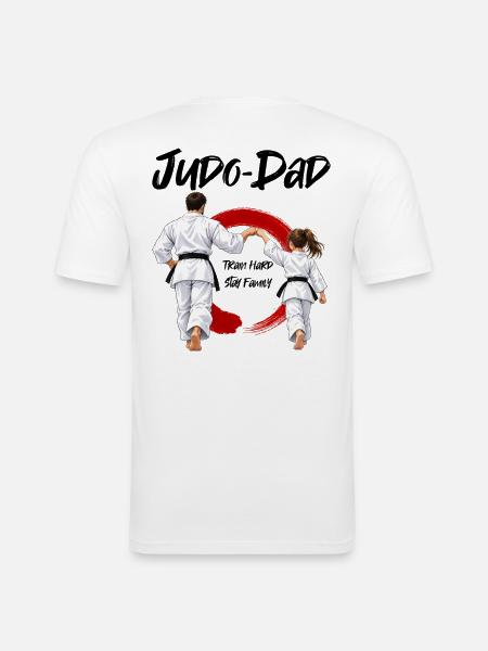 Judo Dad mit Tochter - Männer Slim Fit T-Shirt - Weiß