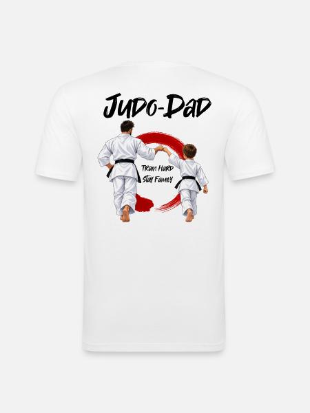 Judo Dad mit Sohn - Männer Slim Fit T-Shirt - Weiß
