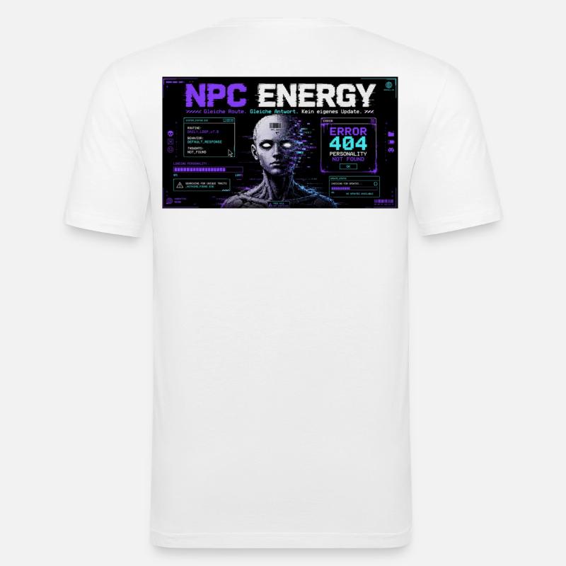 NPC ENERGY ERROR 404 - Männer Slim Fit T-Shirt - Weiß