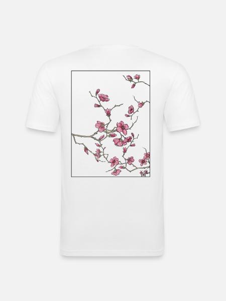 Design floreale dei fiori di ciliegio - Maglietta aderente da uomo - bianco