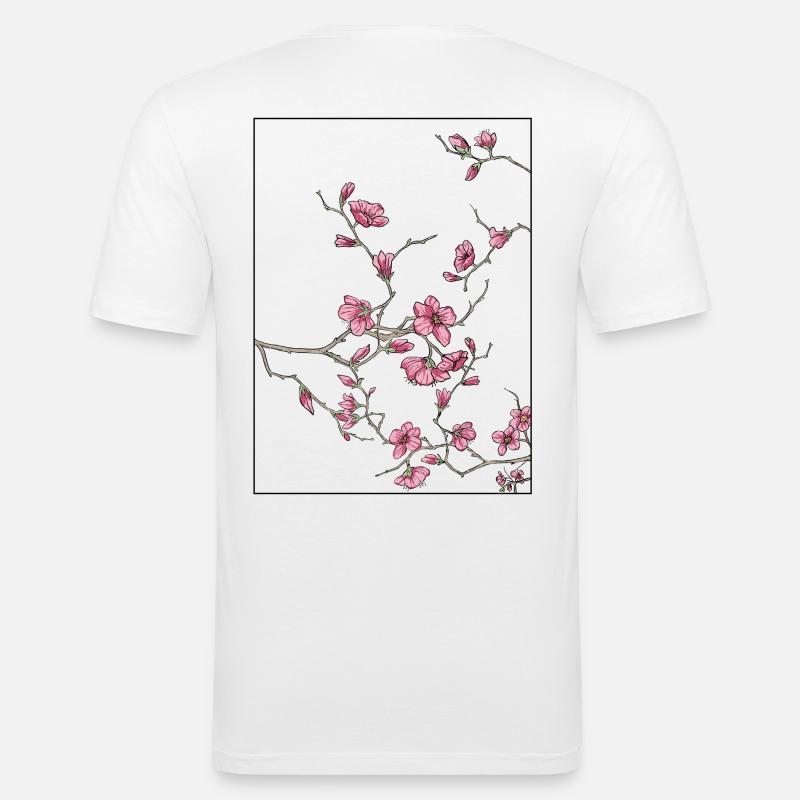 Design floreale dei fiori di ciliegio - Maglietta aderente da uomo - bianco