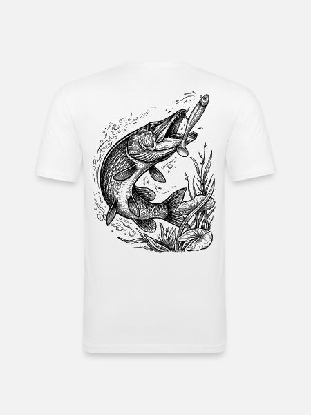 Pike on a softbait | Classic Collection - Men's Slim Fit T-Shirt - white