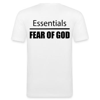 FEAR OF GOD White - Männer Slim Fit T-Shirt - Weiß - Hinten - Nik (191cm)