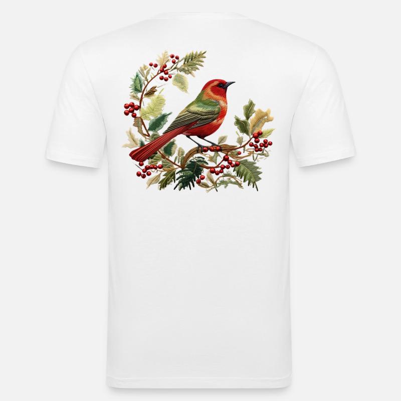 Omas gestickte Weihnachtsstimmung - Männer Slim Fit T-Shirt - Weiß