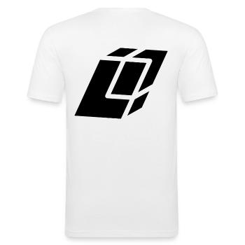 Lettre L du résumé - T-shirt près du corps Homme - blanc - Dos - Nik (191cm)