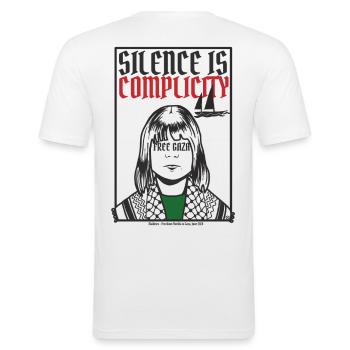 Silence is complicity, Free Gaza, Free Palestine - Men's Slim Fit T-Shirt - white - Back - Nik (191cm)