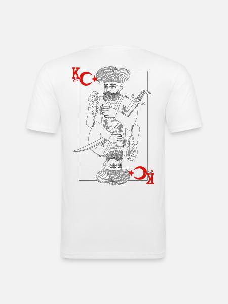 Tyrkiet Minmalist Sværd Konge Tarot - Herre Slim Fit T-Shirt - hvid