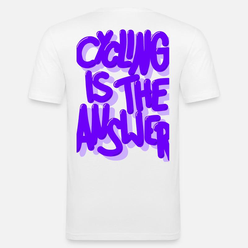 Cycling is the answer lila - Männer Slim Fit T-Shirt - Weiß