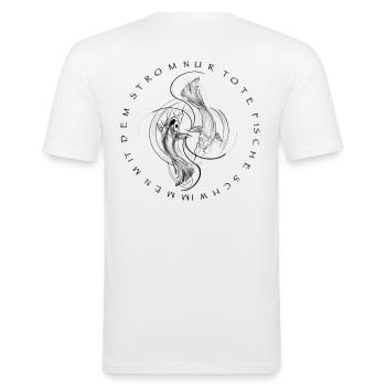 Fisch - Männer Slim Fit T-Shirt - Weiß - Hinten - Nik (191cm)