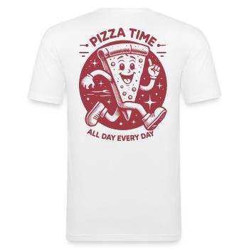 Pizza Time - Männer Slim Fit T-Shirt - Weiß - Hinten - Nik (191cm)