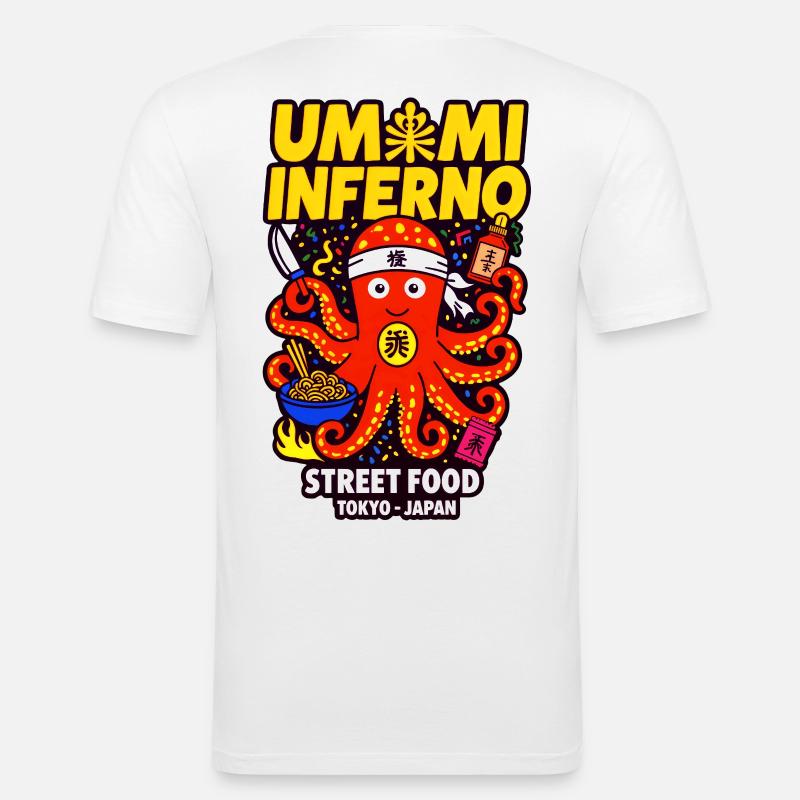 Umami Inferno - Cibo di strada Tokyo - Maglietta aderente da uomo - bianco