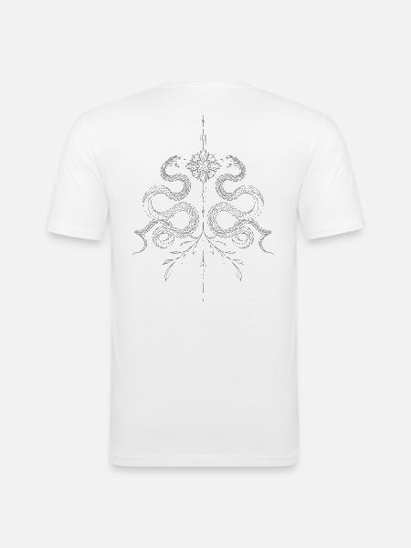 Blossom Snake - Männer Slim Fit T-Shirt - Weiß