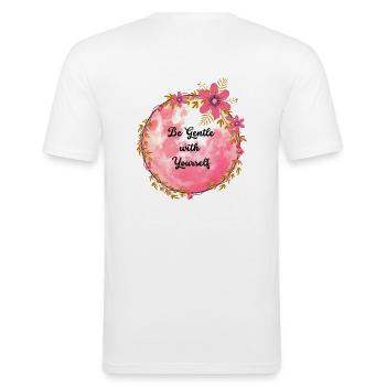 Be Gentle with Yourself - Men's Slim Fit T-Shirt - white - Back - Nik (191cm)