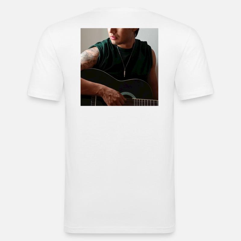 Guitare de soirée studio - T-shirt près du corps Homme - blanc