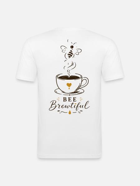 BEE Brewtiful Coffee Mug Design - Men's Slim Fit T-Shirt - white