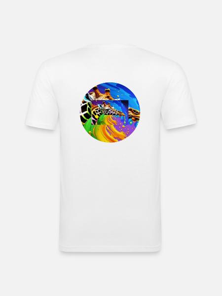 Farbenfrohe Giraffe - Männer Slim Fit T-Shirt - Weiß