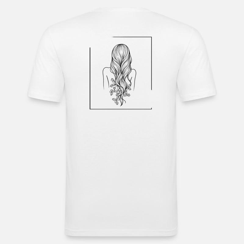 Frau mit Blumenhaar - Männer Slim Fit T-Shirt - Weiß
