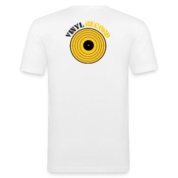 Vinyl Record | Motif Vinyle Musique - T-shirt près du corps Homme - blanc - Dos - Nik (191cm)