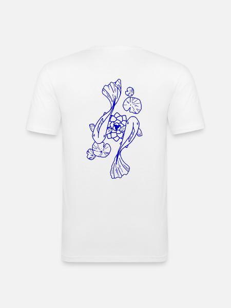 Koi in Tinte - Männer Slim Fit T-Shirt - Weiß