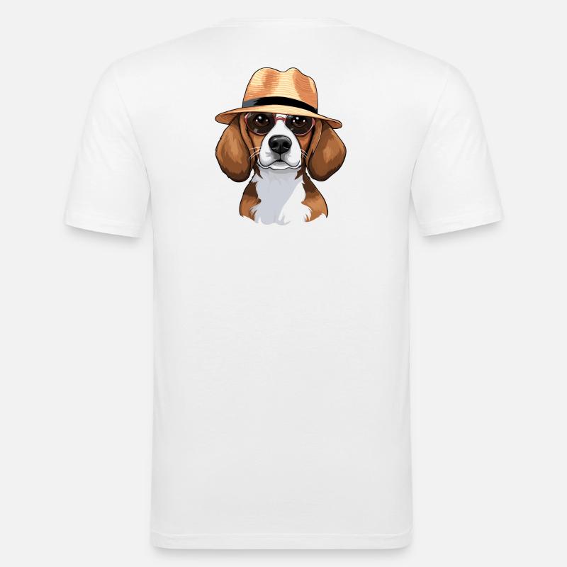 Cavalier Re Carlo, Beagle, Cane - Maglietta aderente da uomo - bianco