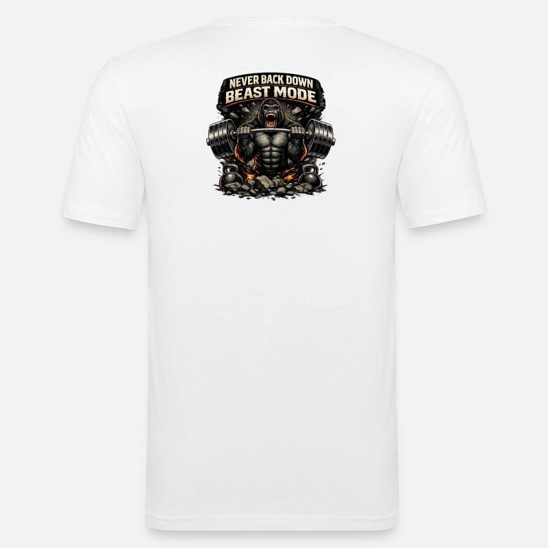 Beast Modus Kraftgorilla - Männer Slim Fit T-Shirt - Weiß