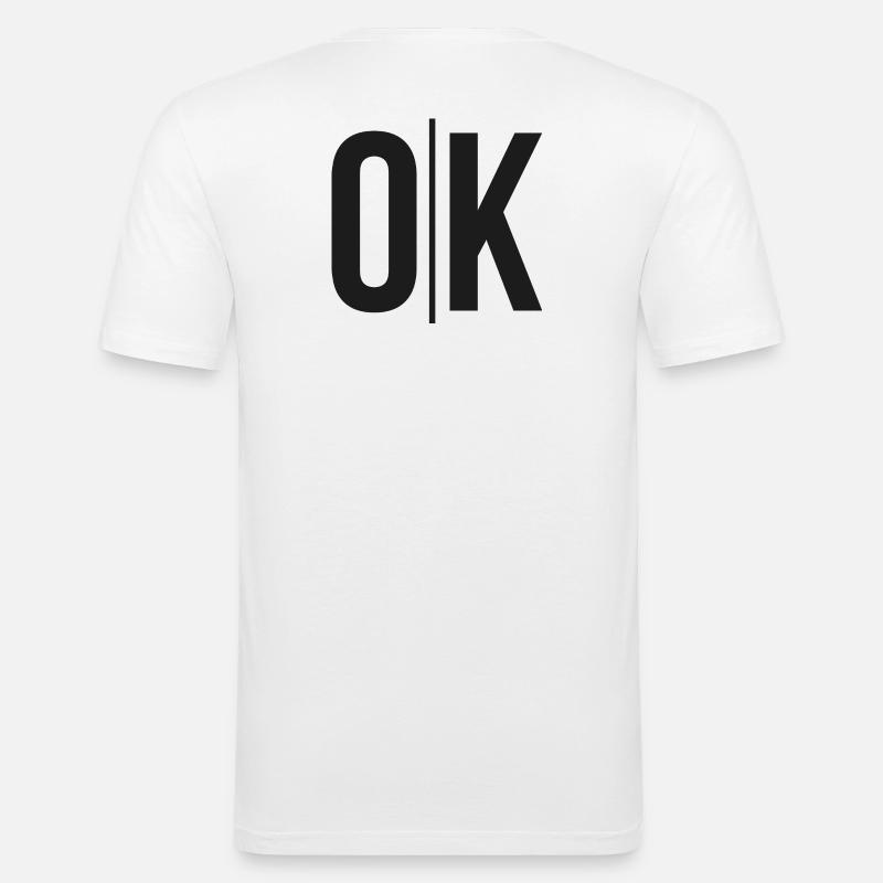 OK Split Monochrome Logo - Männer Slim Fit T-Shirt - Weiß