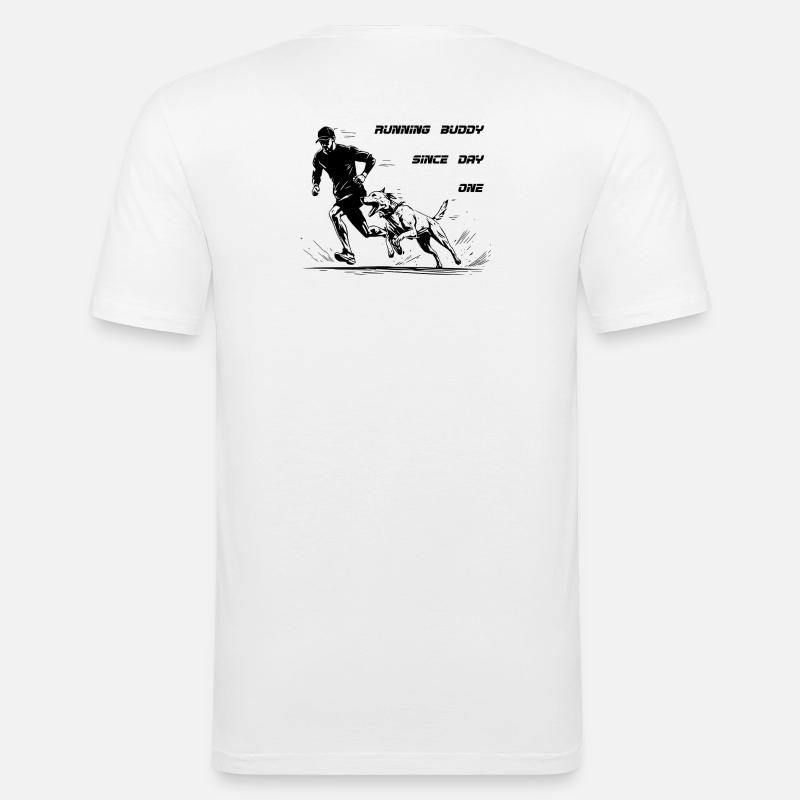 Joggen mit Hund Running Buddy - Männer Slim Fit T-Shirt - Weiß