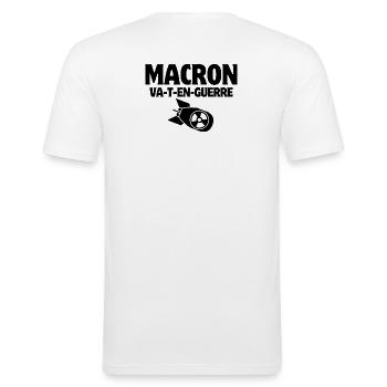 anti-guerre, Macron, stop War - T-shirt près du corps Homme - blanc - Dos - Nik (191cm)