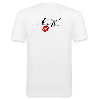 Danke  - Männer Slim Fit T-Shirt - Weiß - Hinten - Nik (191cm)