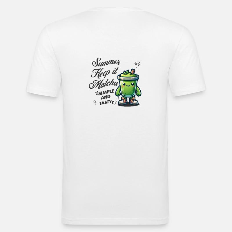 Summer Keep It Matcha - Männer Slim Fit T-Shirt - Weiß