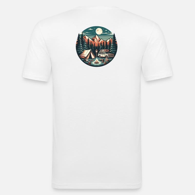 Auto-Camping - Männer Slim Fit T-Shirt - Weiß
