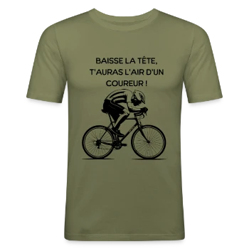 T-shirt près du corps Homme avec motif Cyclisme Humour - Design Minimaliste Vélo