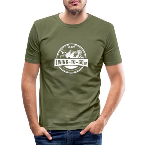 LivingToGo Fan-Shop Logo weiss - Männer Slim Fit T-Shirt