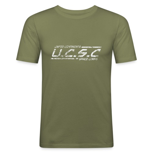 Damaged UCSC Logo White - Space Precinct Zero - Men's Slim Fit T-Shirt