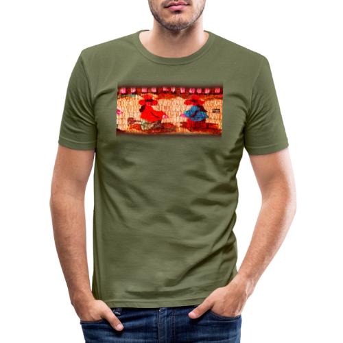 Dos Paisanitas tejiendo telar inca - Camiseta ajustada hombre