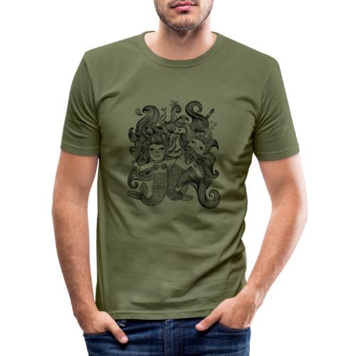 Meerjungfrau und Meerjungmann happy together! - Männer Slim Fit T-Shirt