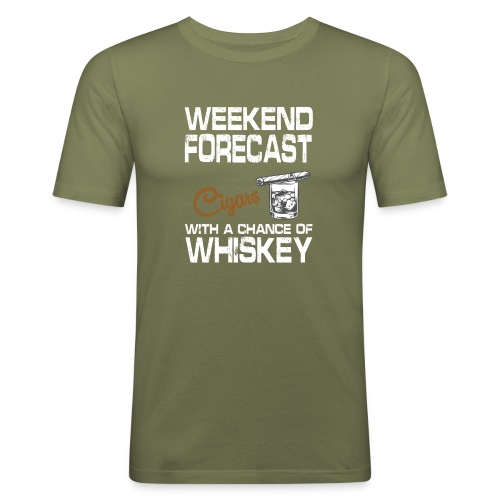 Weekend Forecast Cigars and Whiskey For Men Women - Männer Slim Fit T-Shirt