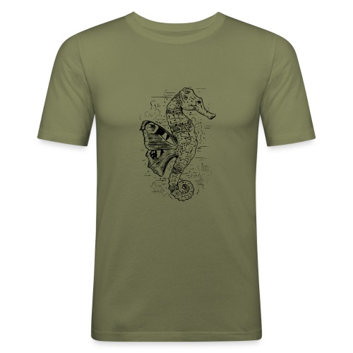 Fantasie-Seepferdchen in Schwarz - Männer Slim Fit T-Shirt