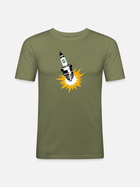 Zündkerzen Werbung DDR Retro - Männer Slim Fit T-Shirt - Khaki Grün
