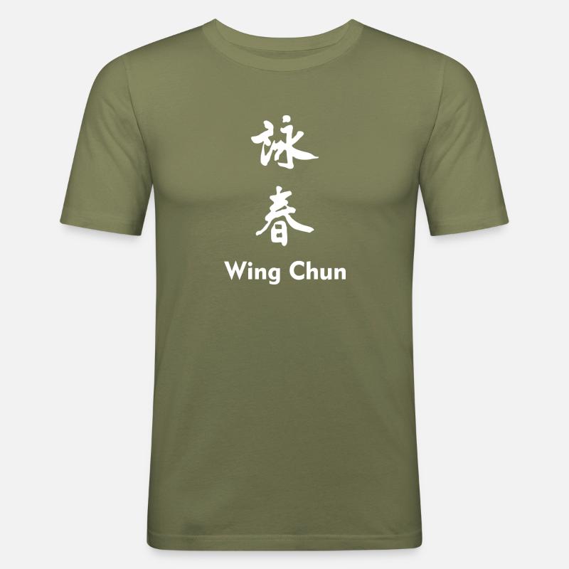 Wing Chun vertical white - Männer Slim Fit T-Shirt - Khaki Grün
